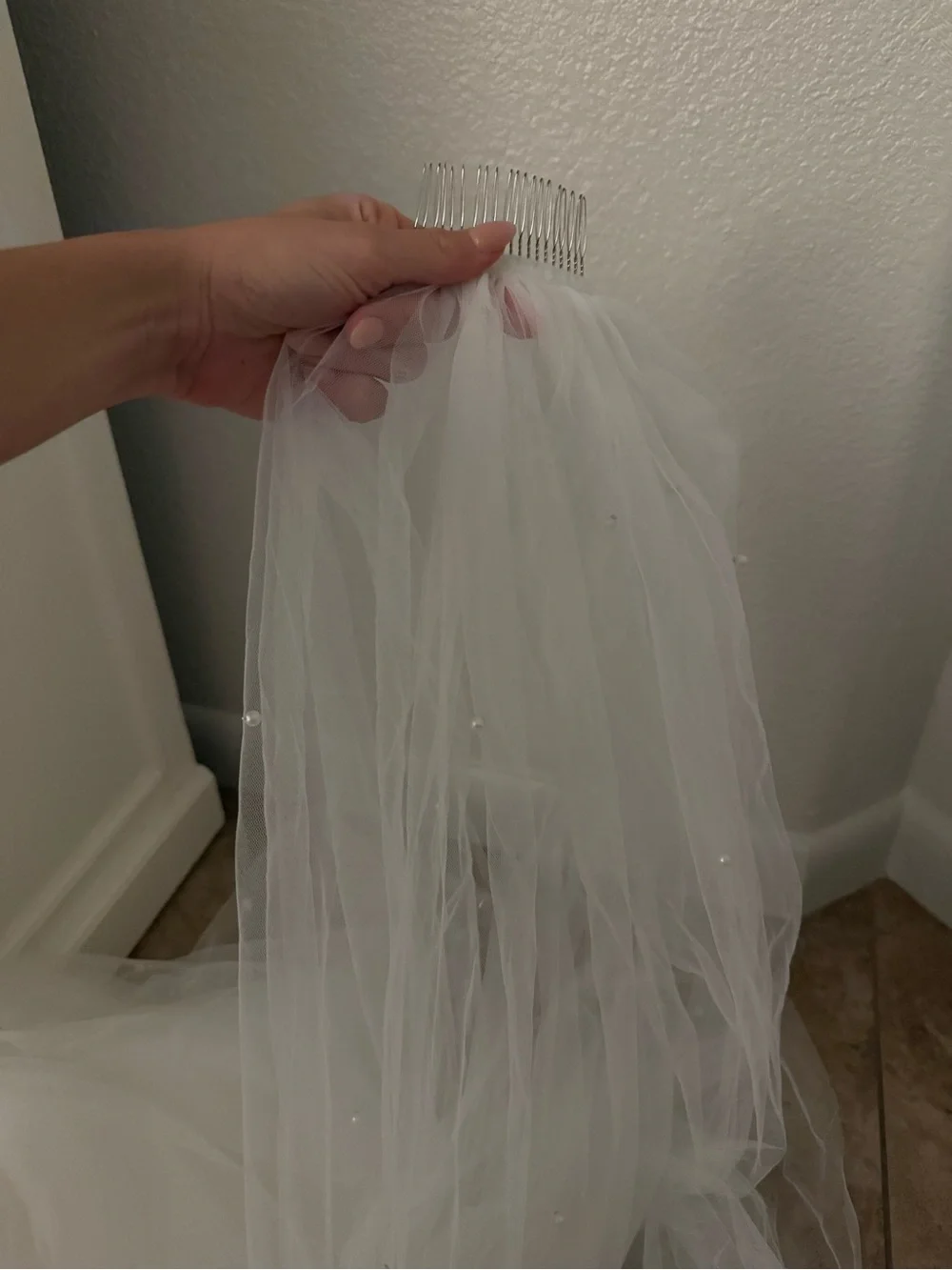White Bridal Tulle Maxi Skirt with Subtle Embellishments